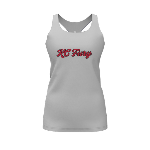 [CUS-DFW-RCBK-PER-GRY-FYS-LOGO3] Racerback Tank Top (Female Youth S, Gray, Logo 3)