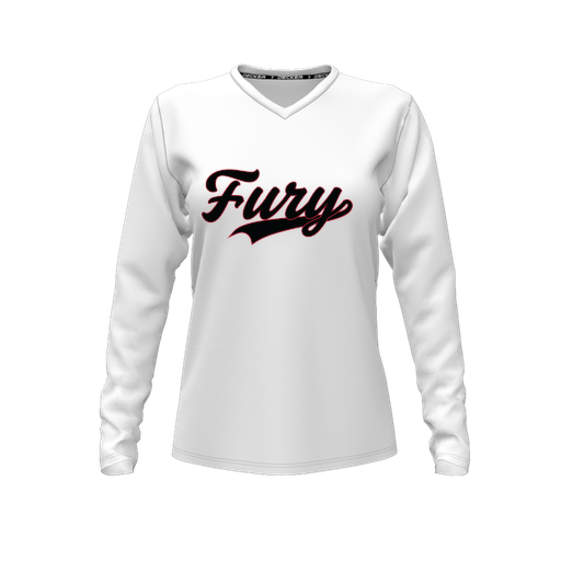 [FTLVCFWH-FYXS-LOGO2] Decker Comfort T-Shirt (Female Youth XS, White, V Neck, Logo 2, Long Sleeve)