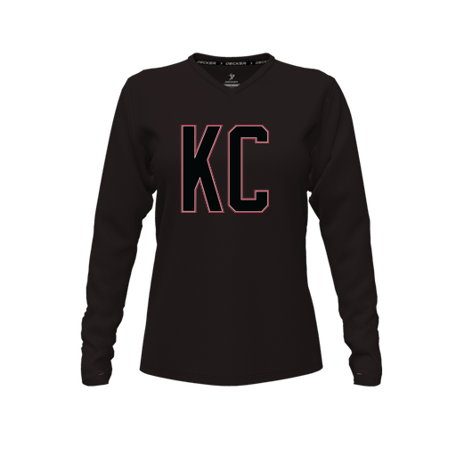 [FTLVPTBK-FYXS-LOGO1] Decker Performance T-Shirt (Female Youth XS, Black, V Neck, Logo 1, Long Sleeve)