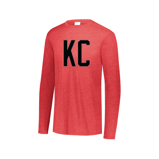 [FTLCUBRD-AXS-LOGO1] Decker Men's Tri-Blend T-Shirt - Long Sleeve (Adult XS, Red, Logo 1)