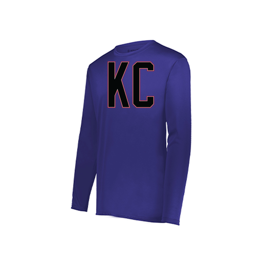 [222823.747.S-LOGO1] Youth LS Smooth Sport Shirt (Youth S, Purple, Logo 1)