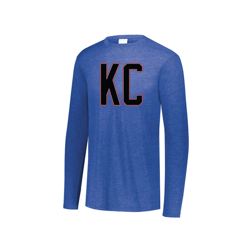 [FTLCUBRY-YS-LOGO1] Decker Youth Tri-Blend T-Shirt - Long Sleeve (Youth S, Royal, Logo 1)