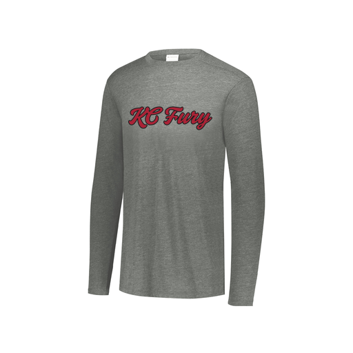 [FTLCUBGY-YS-LOGO3] Decker Youth Tri-Blend T-Shirt - Long Sleeve (Youth S, Gray, Logo 3)