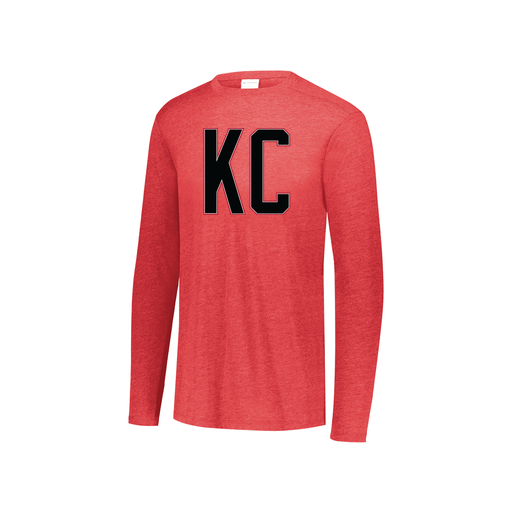 [FTLCUBRD-YS-LOGO1] Decker Youth Tri-Blend T-Shirt - Long Sleeve (Youth S, Red, Logo 1)