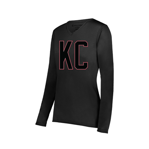 [222824.080.S-LOGO1] Ladies LS Smooth Sport Shirt (Female Adult S, Black, Logo 1)