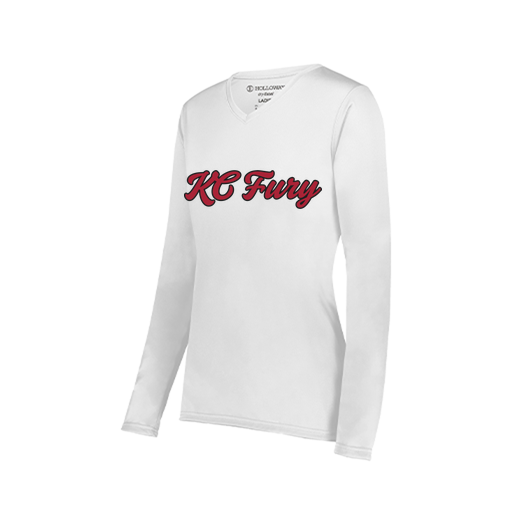 [222824.005.S-LOGO3] Ladies LS Smooth Sport Shirt (Female Adult S, White, Logo 3)