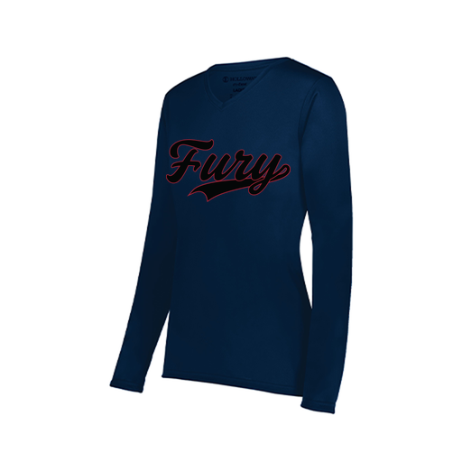 [222824.065.S-LOGO2] Ladies LS Smooth Sport Shirt (Female Adult S, Navy, Logo 2)