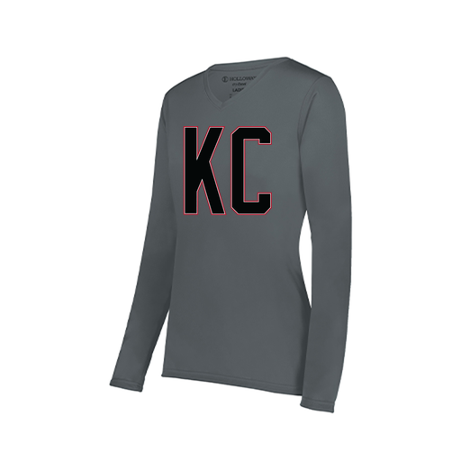 [222824.059.S-LOGO1] Ladies LS Smooth Sport Shirt (Female Adult S, Gray, Logo 1)