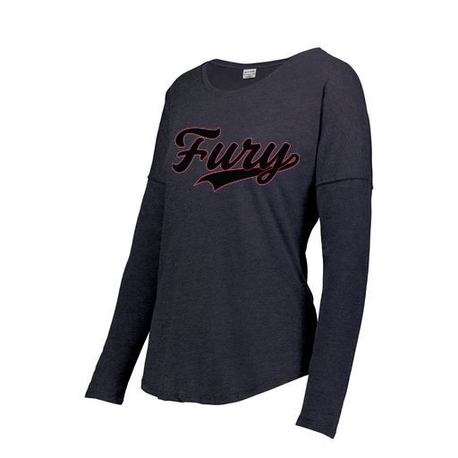 [FTLCUBNV-FAS-LOGO2] Decker Women's Tri-Blend T-Shirt - Long Sleeve (Female Adult S, Navy, Logo 2)
