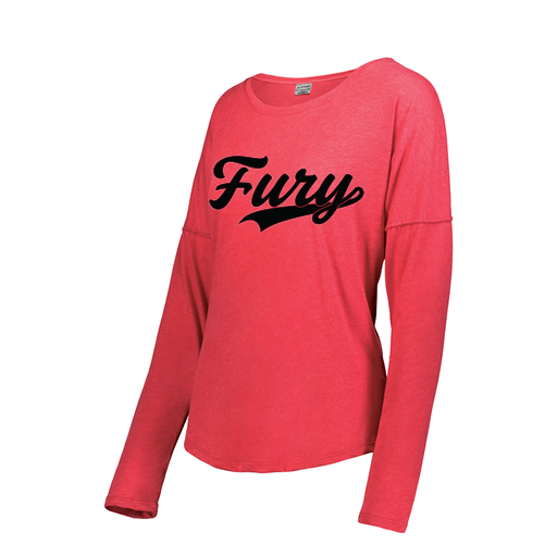[FTLCUBRD-FAS-LOGO2] Decker Women's Tri-Blend T-Shirt - Long Sleeve (Female Adult S, Red, Logo 2)